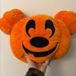 Orange Pumpkin Plush Pillow Mickey